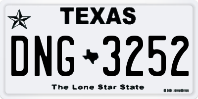 TX license plate DNG3252