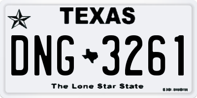 TX license plate DNG3261