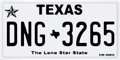 TX license plate DNG3265