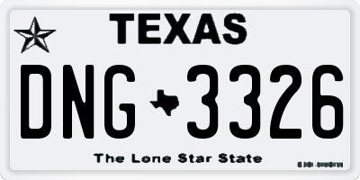 TX license plate DNG3326