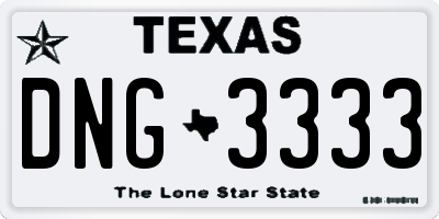 TX license plate DNG3333