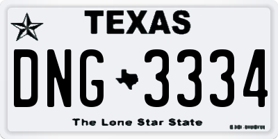 TX license plate DNG3334