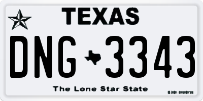 TX license plate DNG3343