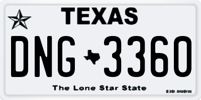 TX license plate DNG3360