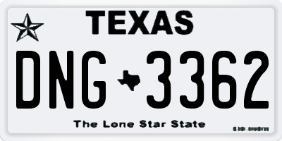 TX license plate DNG3362