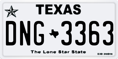 TX license plate DNG3363