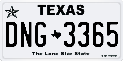 TX license plate DNG3365