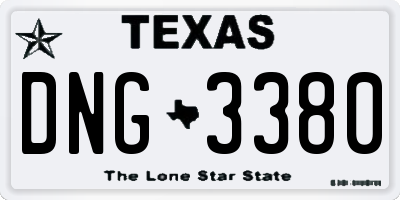 TX license plate DNG3380