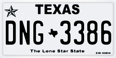 TX license plate DNG3386