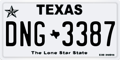 TX license plate DNG3387
