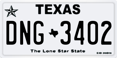 TX license plate DNG3402