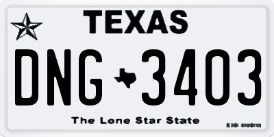 TX license plate DNG3403