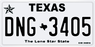 TX license plate DNG3405