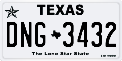 TX license plate DNG3432