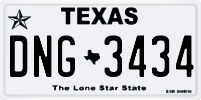 TX license plate DNG3434