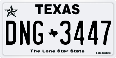TX license plate DNG3447