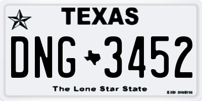 TX license plate DNG3452