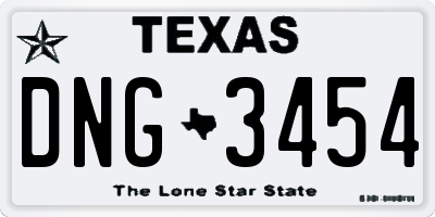 TX license plate DNG3454