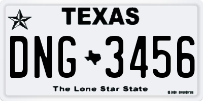 TX license plate DNG3456