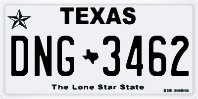TX license plate DNG3462