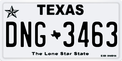 TX license plate DNG3463
