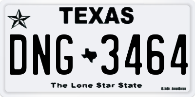 TX license plate DNG3464