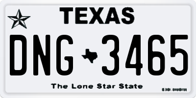 TX license plate DNG3465