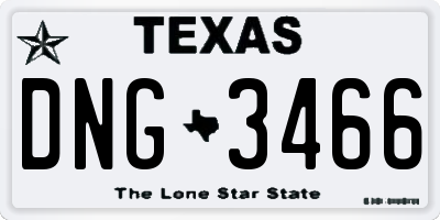 TX license plate DNG3466