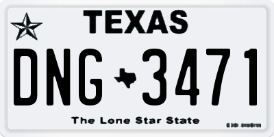 TX license plate DNG3471