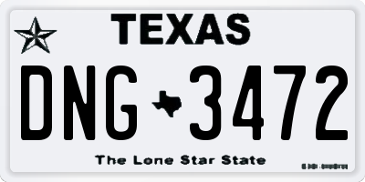 TX license plate DNG3472