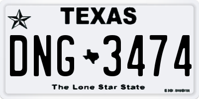 TX license plate DNG3474