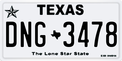 TX license plate DNG3478