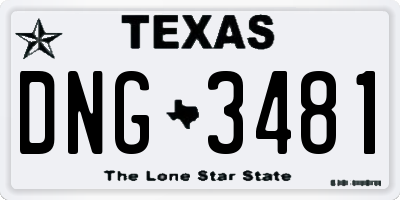 TX license plate DNG3481