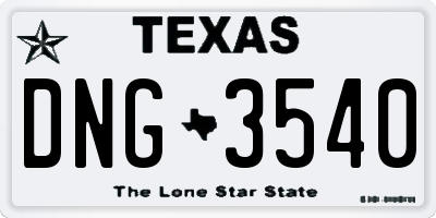 TX license plate DNG3540