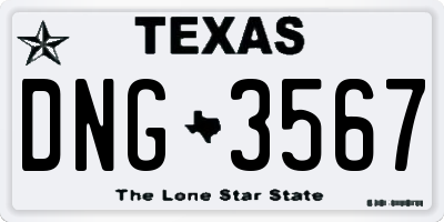 TX license plate DNG3567