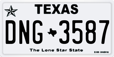 TX license plate DNG3587