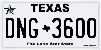 TX license plate DNG3600