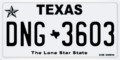TX license plate DNG3603
