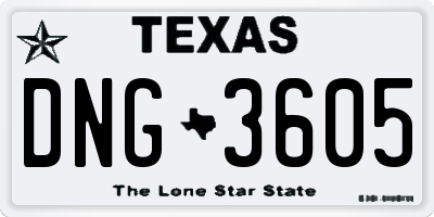 TX license plate DNG3605