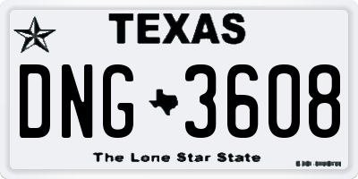 TX license plate DNG3608