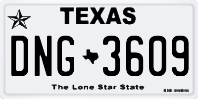 TX license plate DNG3609