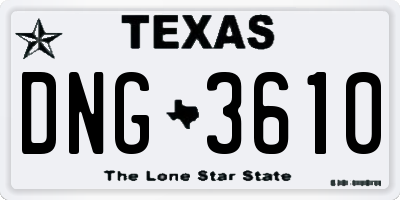 TX license plate DNG3610
