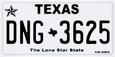 TX license plate DNG3625