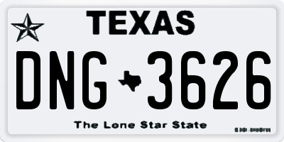 TX license plate DNG3626