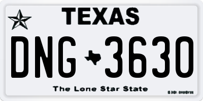 TX license plate DNG3630