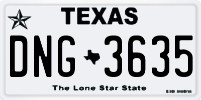 TX license plate DNG3635