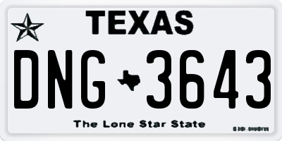 TX license plate DNG3643