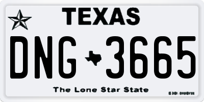 TX license plate DNG3665