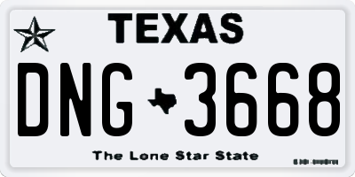 TX license plate DNG3668