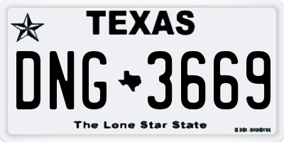 TX license plate DNG3669